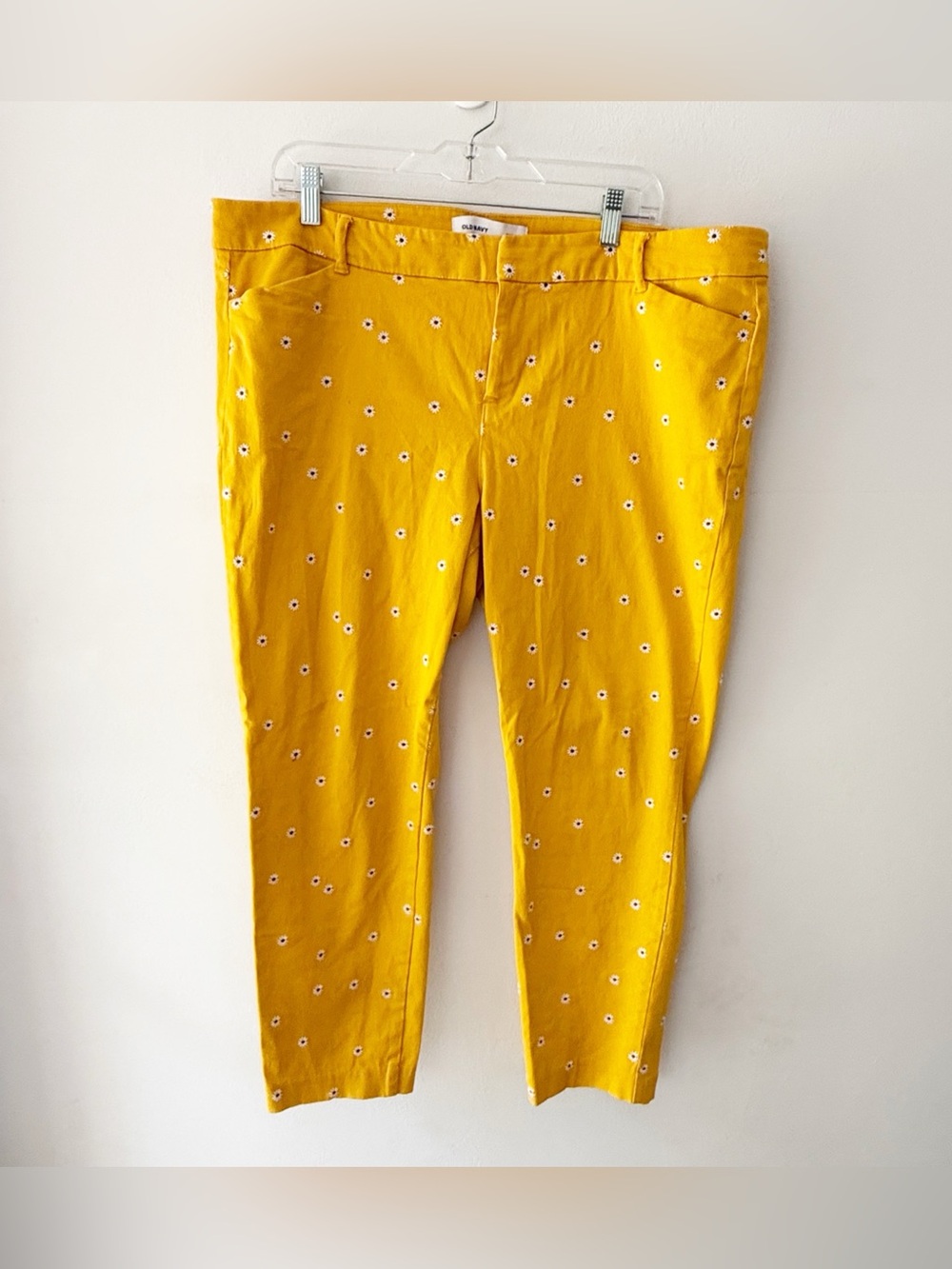 Old Navy Women Pixie Pants Embroidered Daisy Floral Size 18 Twee Preppy Stretchy